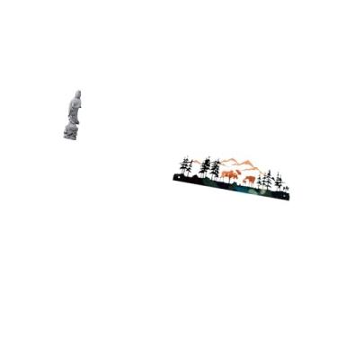 Imagem de Fenteer Estátua de Veado Guan Yin, Escultura em Pedra, Ornamento Colecionável, Decoração Budista Chinesa de Feng Shui para Corredor Interno, Quarto, Lareira,