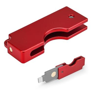Imagem de A capa protetora de alumínio serve para Yubikey 5C NFC – suporte de chaveiro com design flip slide para acesso rápido e proteção diária, vermelho