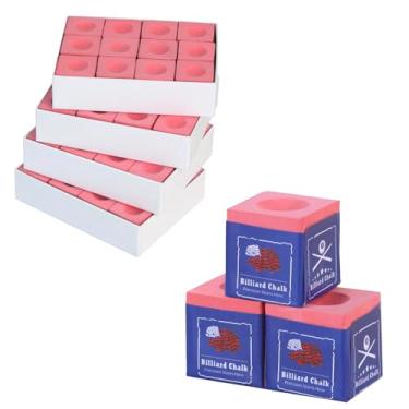 Imagem de Kmise Giz profissional para taco de piscina, 12 filhotes/48 filhotes, com caixa de armazenamento, pó fino, 4 cores, giz de taco de bilhar adequado para cada tamanho de ponta de taco (rosa, pacote com