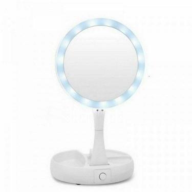 Imagem de Espelho Led Dupla Face Dobrável Ajustável Iluminado Zoom 10X