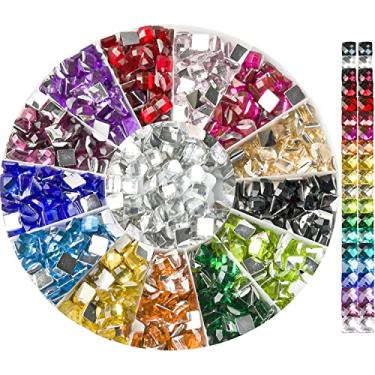 Imagem de Miçangas de pintura de diamante de strass, brocas de pintura de diamante com miçangas de diamante, acessórios de pintura de diamante, acessórios e ferramentas de arte de diamante, strass para maquiagem, contas quadradas de 20 cores, 20000 peças