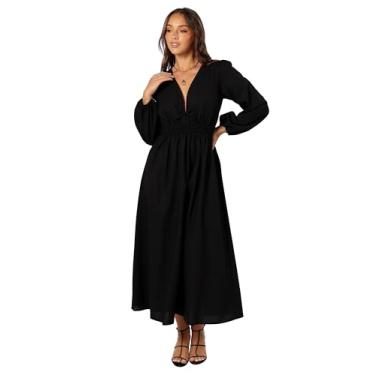 Imagem de Petal & Pup Vestido longo feminino de manga comprida Cece, Preto, P