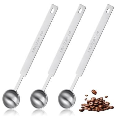 Imagem de LXUEJIE 3 colheres de chá, colheres medidoras de cabo longo, 5 ml, colheres de medida de aço inoxidável, colher de sopa e colher de café para medição precisa de ingredientes líquidos ou secos, para