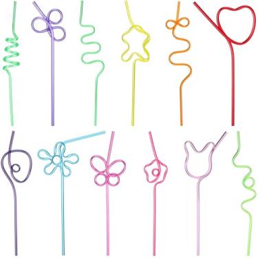 Imagem de Didaey 120 canudos loucos para crianças reutilizáveis em plástico dobrável variado, divertido, colorido, para crianças e adultos, decoração de festa de casamento (estilo elegante)