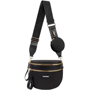 Imagem de Bolsas transversais de nylon para mulheres, bolsas de bumbum espaçosas para mulheres, pochete grande transversal para homens com carteiras removíveis bolsa de cinto, Preto, Moderna