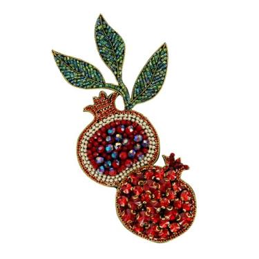 Imagem de Remendos de romã com contas de cristal de strass requintados emblemas de remendo de frutas costurados em aplique para roupas faça você mesmo, bolsa decorativa 1 peça (C)