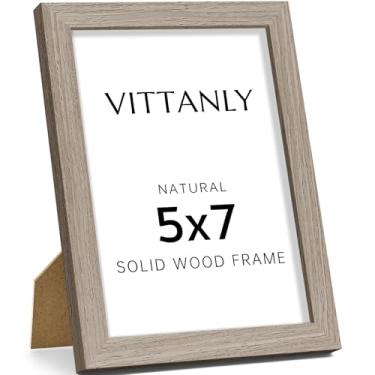 Imagem de Vittanly Porta-retrato 12 x 18 cm, moldura de madeira maciça com acrílico, inclui tapete de 10 x 15 cm, pendurar na parede ou mesa para decoração de casa, marrom claro, 1 pacote