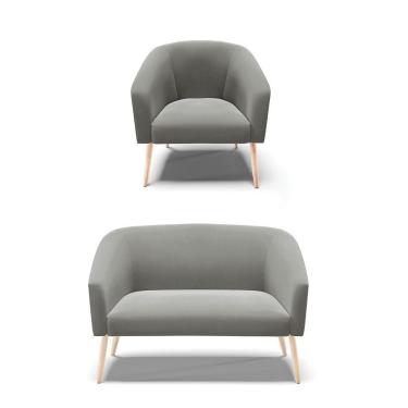 Imagem de Kit 1 Namoradeira 2 Lugares E 1 Poltrona Grafite Pés Palito