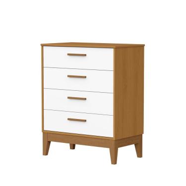 Imagem de Comoda Gaveteira Flip 4 Gavetas Branco Fosco Com Savana