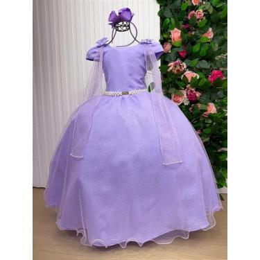 Imagem de Vestido de Festa Infantil Lilás Daminha Menina - Elegante e Confortáve
