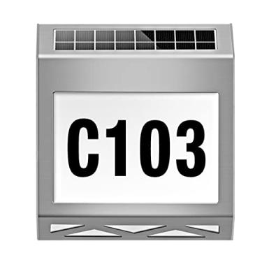 Imagem de Lâmpada de Placa Porta Solar Aço Inoxidável com LEDs Luz Parede