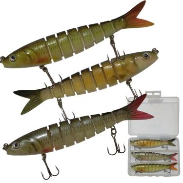 Imagem de Isca Artificial Pesca 3 Peixes Articulado Realista Pescaria Pescar Lambari Robalo Traira Tucunare Tainha Mar Açude