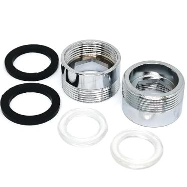 Imagem de 2 conjuntos M19x1.0 Rosca fêmea para M22 Kit adaptador de mangueira de água de torneira de rosca macho, adaptador aerador de torneira de latão para pia de cozinha (prata)