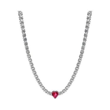 Imagem de Colar De Prata Esterlina 925 Com Laço Colorido Em Forma De Coração Ver