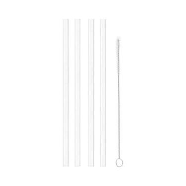 Imagem de Canudo De Plástico Reutilizável Com Escova De Limpeza Compatível Com C