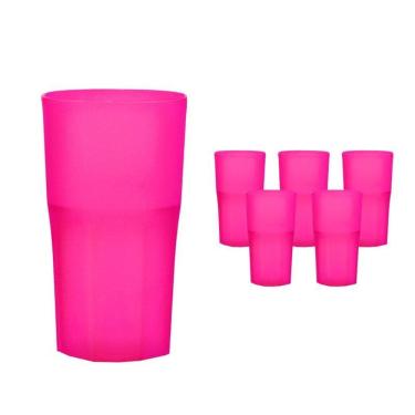 Imagem de Kit 6 Copos Roma Rosa Neon 360Ml Plástico Premium