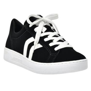 Imagem de Tênis Via Marte Casual Preto Listras Branca + Par De Meia, Preto, 36