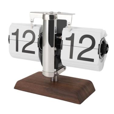 Imagem de Zyyini Relógio de Mesa Retro Estético Grande Número Flip para Estudo, Relógio Mecânico Fácil de Ler, Flip Automático de 24 Horas 8,07x6,26in (Branco)