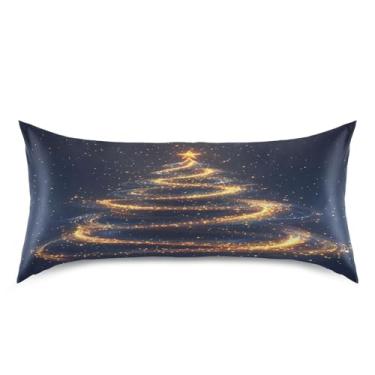 Imagem de Blueangle Fronha mágica de cetim com árvore de Natal para cabelo e pele, fronha de seda, tamanho king (50,8 x 101,6 cm) - Capas de almofada de cetim refrescantes com fecho de envelope (165)