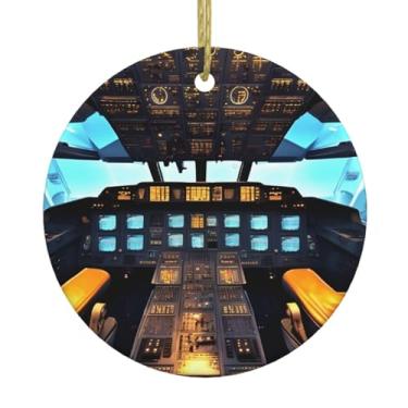 Imagem de Decoração criativa de Natal com estampa de cabine de avião, pingentes de porcelana, decoração criativa de Natal