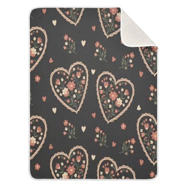 Imagem de Wassud Cobertor de bebê delicado com corações de flores para meninos e meninas, macio para bebês e recém-nascidos, cobertor aconchegante de algodão essencial para berçário, viagem, berço, carrinho 76