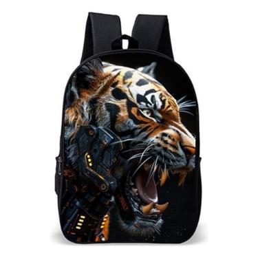 Imagem de Mochila Escolar Simples Avulsa Tema Tigre Realista Feroz - Use Nerd, M