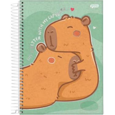 Imagem de Caderno Capivara Capyvibes Capa Holográfica Espiral Universitário, 10 matÉrias, 160 folhas, Jandaia, com aplicativo da IA. (4)