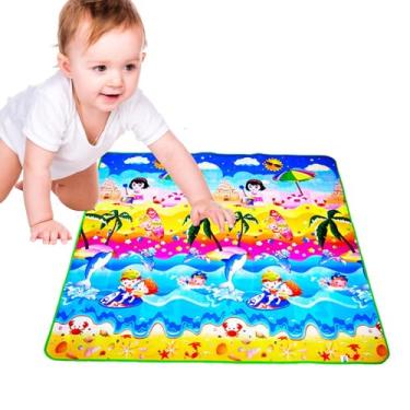 Imagem de Tapete rastejante - Tapete dobrável para bebês | infantil para brincar no chão, tapete macio para criança, tapete grande acolchoado antiderrapante para engatinhar e brincar, dobrável par
