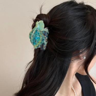 Imagem de Grampo de cabelo bonito tartaruga marinha desenho animado animal em forma de rabo de cavalo moda grampo de cabelo festa de casamento acessórios de decoração presentes (verde claro, 6,5 x 4 x 3,5 cm)