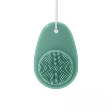 Imagem de Escova de limpeza facial de silicone dupla face com cerdas macias para esfoliação suave e lavagem facial diária confortável verde