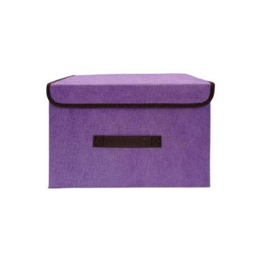 Imagem de Caixa Organizadora Dobrável com Tampa Alça para Closet Guarda Roupa e 