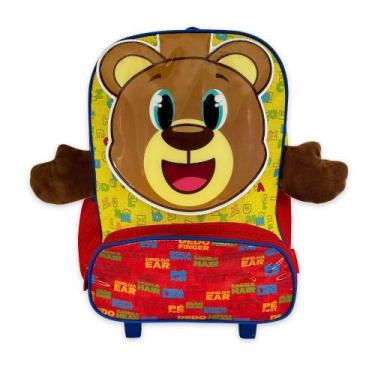 Imagem de Mochila Infantil Escolar Ursinho Rodinha Amarela E Vermelha - Rocie