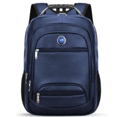 Imagem de Mochila De Couro Grande Impermeável Trabalho Faculdade - New Bag, Azul