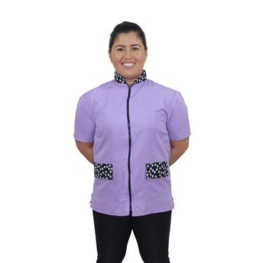 Imagem de Jaleco Groomer  Feminino Uniforme Tosador Lilás Com Detalhe Patinha - 