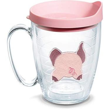 Imagem de Tervis Copo de viagem com isolamento térmico de parede dupla feito em porco frontal e traseiro mantém as bebidas frias e quentes, caneca de 473 ml, clássica