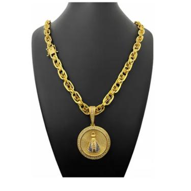 Imagem de Cordão 10mm Imperador Com Pingente Banho camadas grossa ouro