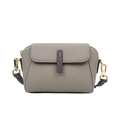 Imagem de ANNI RIEL Bolsa transversal pequena feminina de couro legítimo, bolsa de mão, moderna, casual, bolsa de ombro com bolso lateral, Cinza