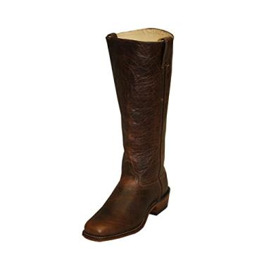 Imagem de Abilene Botas de cowboy masculinas casuais de couro com bico quadrado, salto de 2,54 cm, estilo ocidental de 40,64 cm, Marrom, 8