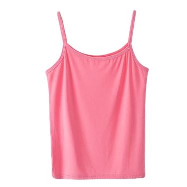 Imagem de Bestgift Camiseta feminina modal interior seção fina pode ser usada fora da camisa, Vermelho melancia, Tamanho Único