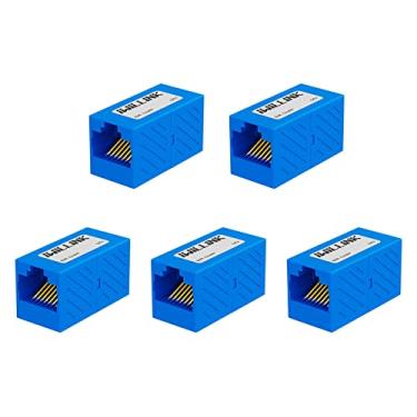 Imagem de iwillink Conector Ethernet de acoplador RJ45, conector RJ45 fêmea para cabo Ethernet Cat7 Cat6 Cat5e Cat5, adaptador extensor, pacote com 5, azul