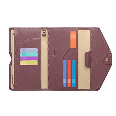 Imagem de ZOPPEN Carteira de viagem multiuso com bloqueio de RFID para passaporte Porta-cartão de vacina e passaporte, combo organizador de documentos com três dobras, essenciais para viagem, One Size, Elegante