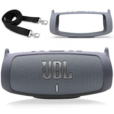 Imagem de LTGEM Capa protetora de silicone para alto-falante Bluetooth portátil JBL Charge 5 - Cinza (apenas capa)