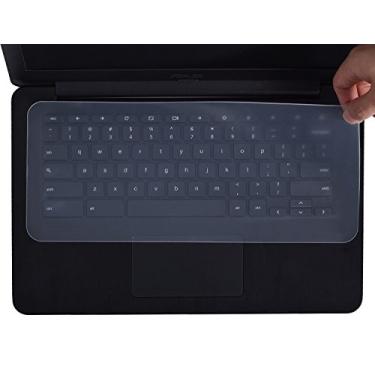 Imagem de Capa protetora de teclado universal para laptop notebook de 13 a 14 polegadas, silicone ultra fino à prova d'água à prova de poeira protetor de teclado (tamanho 31,2 cm x 12,8 cm)