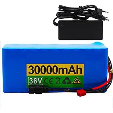 Imagem de Bateria 36v 10s4p 30ah 36v 18650 bateria de alta potência 500w 42v 30000mah para bicicleta elétrica ebike com bms + carregador