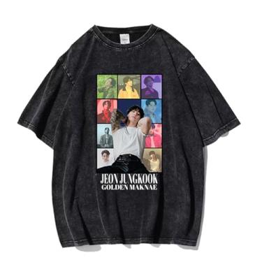 Imagem de Camiseta K-pop Jk Rm J-Hope, camiseta vintage estampada lavada streetwear camisetas vintage unissex para fãs, 5, GG