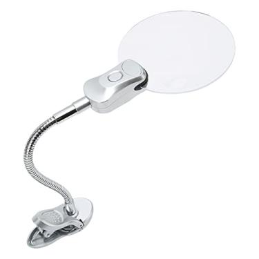 Imagem de Lupa Vomeko 8X com luz e braçadeira, lâmpada de mesa ampliadora, lâmpada de mesa LED pescoço de ganso flexível para artesanato, leitura, trabalho próximo