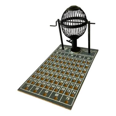 Imagem de Jogo De Bingo Globo De Metal Tabuleiro Em Madeira N°1 Preto