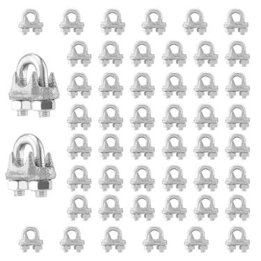 Imagem de MUKLEI Braçadeira de cabo de corda de fio M6 de 50 peças, clipe de corda de aço inoxidável 304 de 1/4 polegada, prendedor de sela de parafuso em U para cabo de corda de fio de 1/10.2 cm de cordão