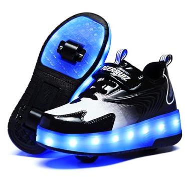 Imagem de GIMKOUNN Tênis de Patins para Meninas, Recarregável USB, 2 Rodas, Patins para Iniciantes, 16 Modelos, Luz LED, Crianças, Meninos, Preto, 1 Little Kid