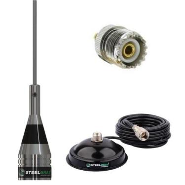 Imagem de Antena Movel 1/4 de Onda Steelbras AP0186 Suporte Magnético Cabo 5,5 M